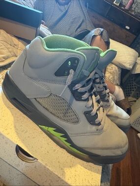 Jordan Men’s Athletic Shoes Gray with Bright Green Accents